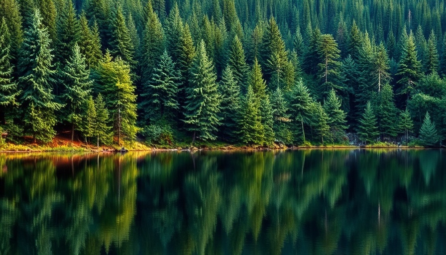 Serene lakeside with evergreen trees in Bothell, WA.
