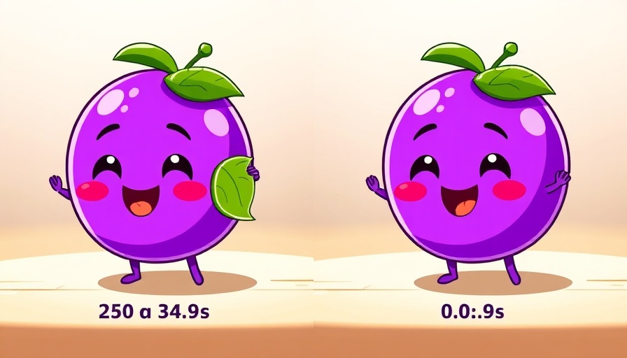 Illustration of AI model optimization framework showing speed improvement with cartoon fruit character.