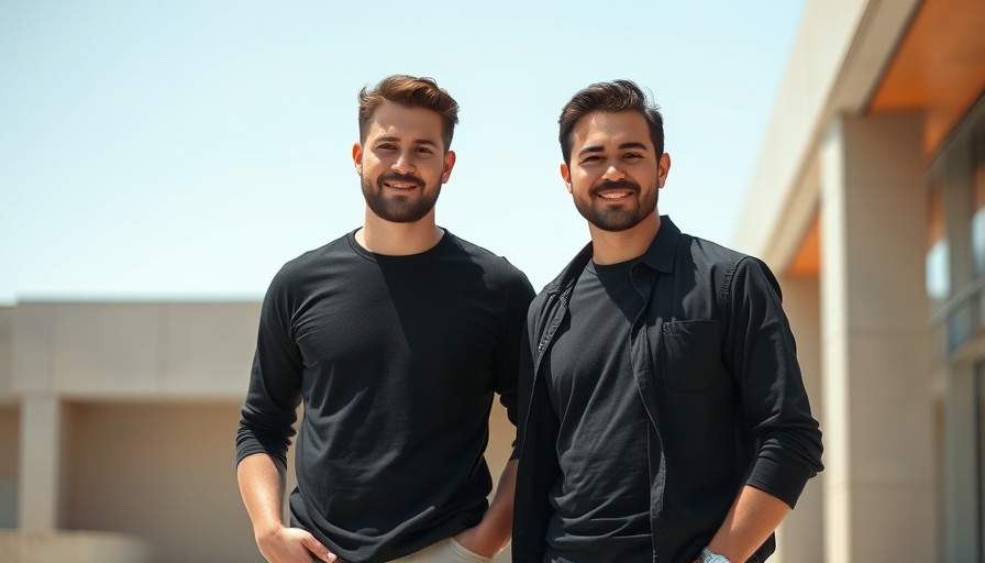 Two men showcasing AI in debt collection in MENA region outdoors.