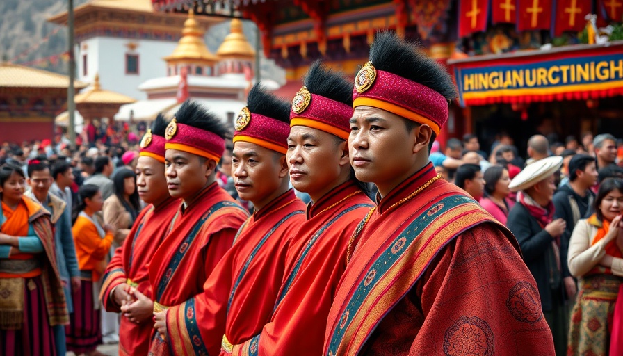 Traditional Bhutanese festival showcasing vibrant attire and culture.