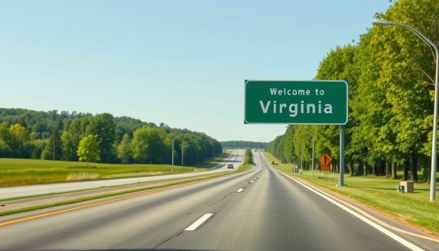 Virginia's highway welcome sign under clear sky