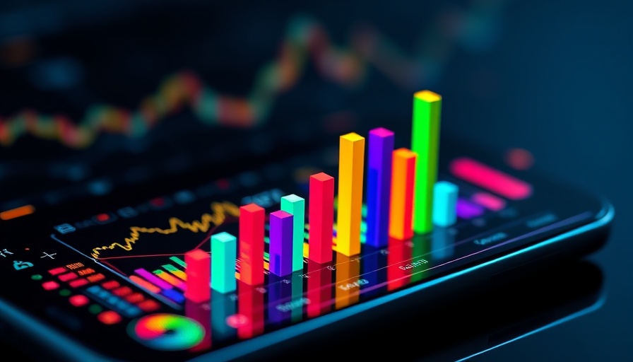 Futuristic chart display on smartphone screen.