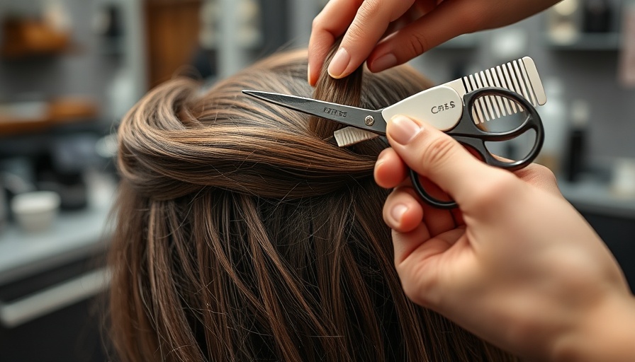 Close-up of hair trim highlighting treatment relevance.
