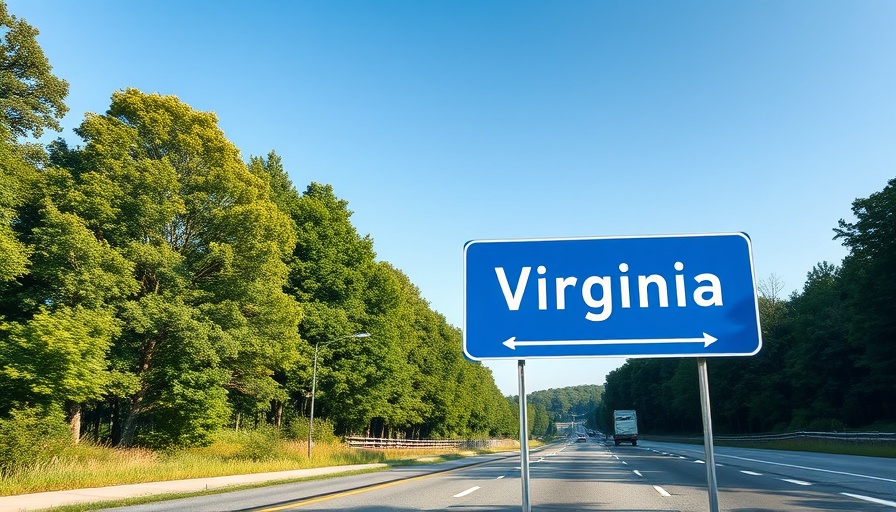 Virginia famous facts welcome sign by highway scene