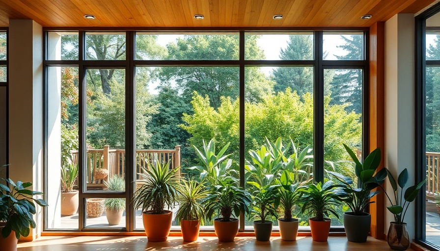 Floor-to-ceiling windows with garden view, modern home