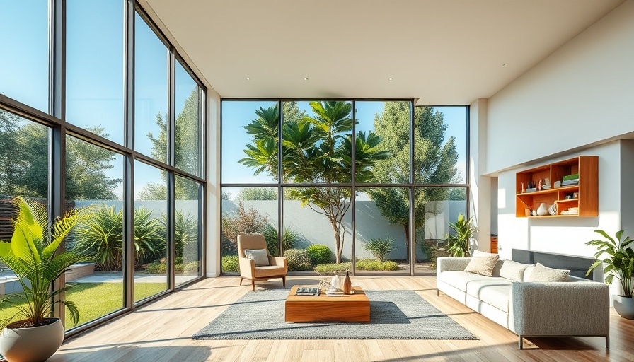 Bright room with floor-to-ceiling windows and garden view, ideal investment.