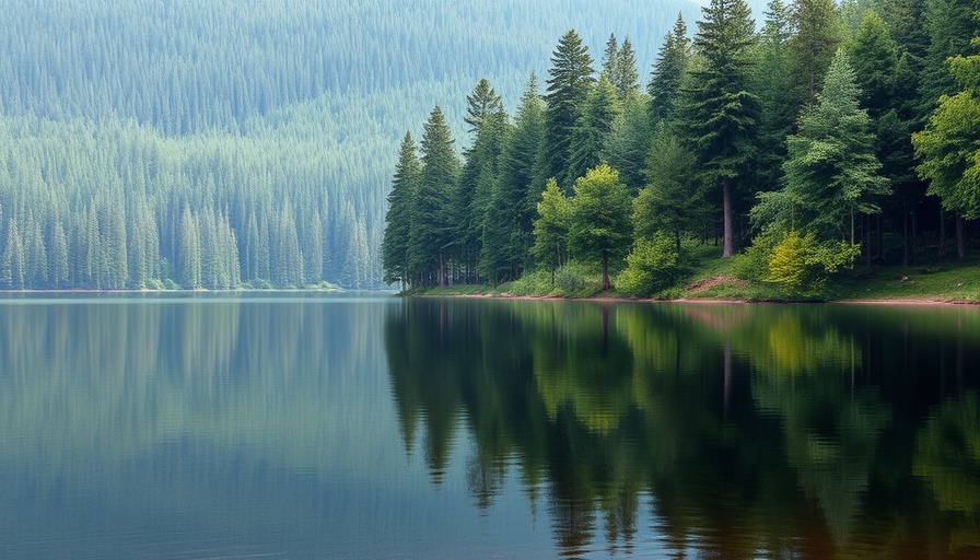 Serene lake in Bothell, WA with evergreen forest, unique attraction.