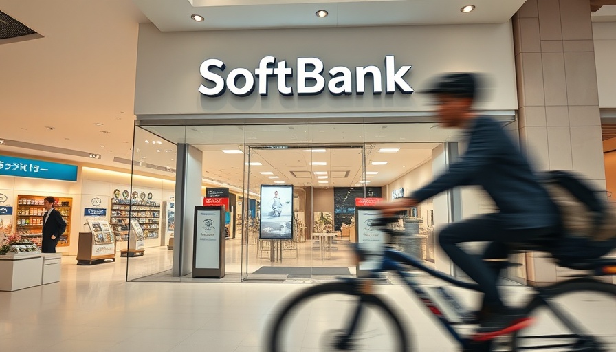 SoftBank storefront with motion blur, symbolizing acquisition.
