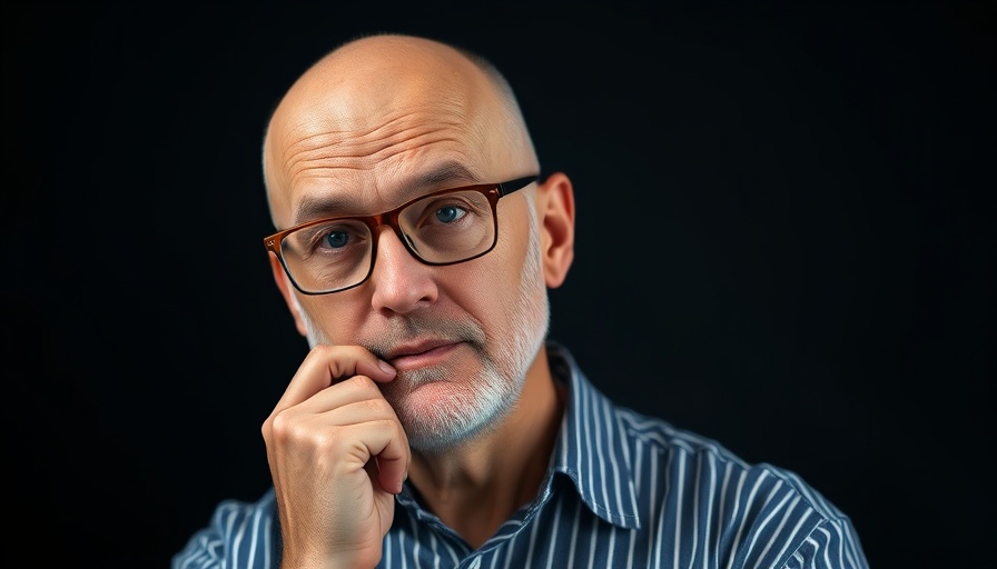 Thoughtful man in glasses, contemplating, with soft lighting.