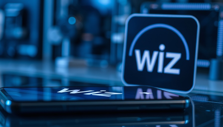 Investment return on cybersecurity startups, 'Wiz' logo on modern smartphone screen.