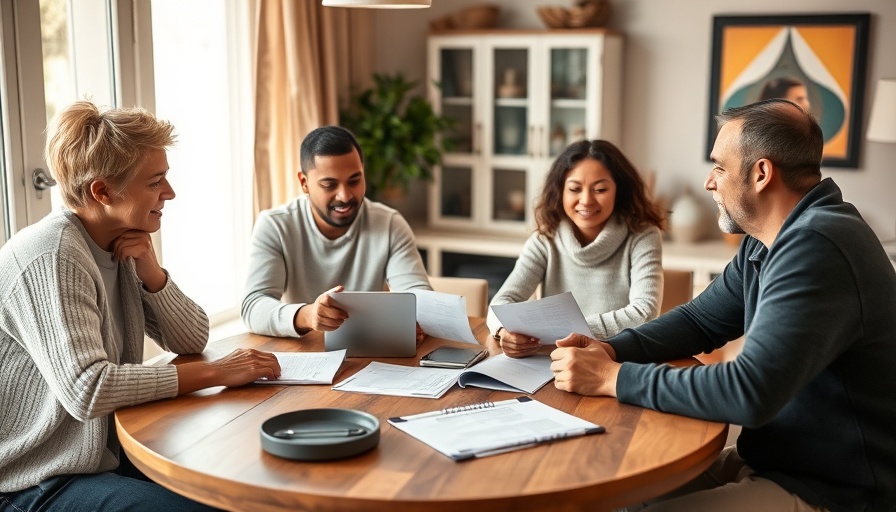 Family discussing debt management strategies at home.