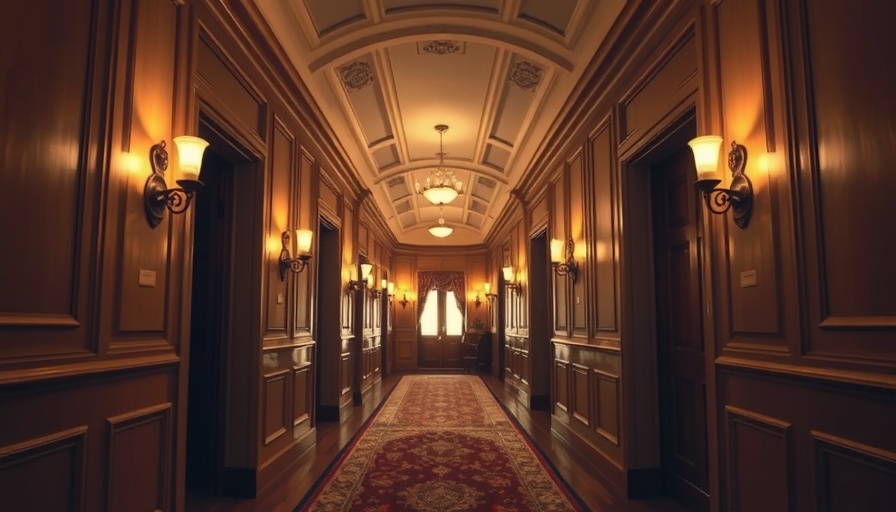 Elegant narrow hallway decor with warm lighting