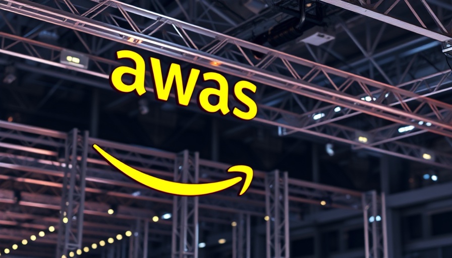 AWS logo with vibrant lighting at corporate event.