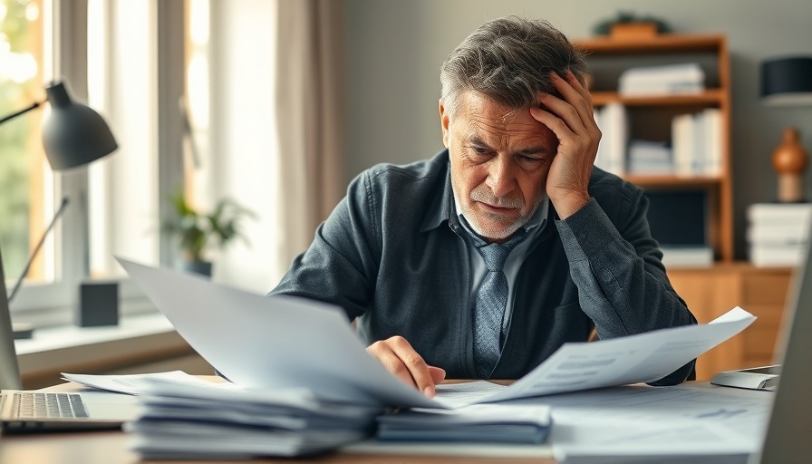 Middle-aged man reviewing finances to settle a debt after judgment.