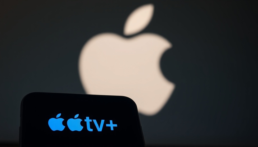 Apple TV+ logo displayed on a smartphone with large Apple logo in background, symbolizing Apple streaming service losses.