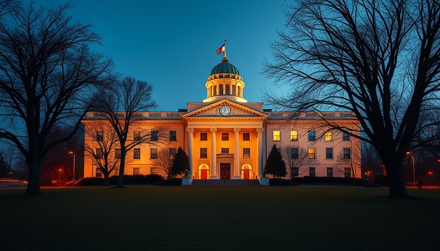 Social security building at dusk symbolizing government access to personal information.