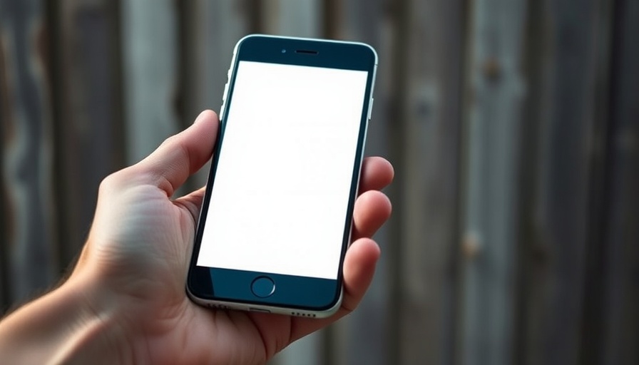 Close-up of a smartphone with glowing screen held in hand.