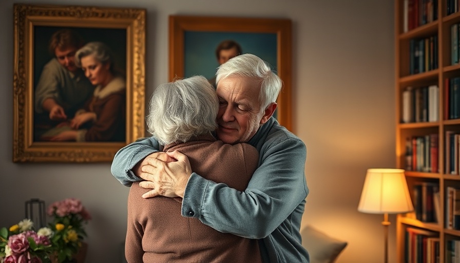 Middle-aged couple hugging, reflecting on delaying Alzheimer’s symptoms.