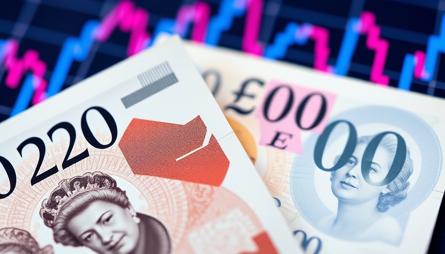UK banknotes with graph depicting UK wage growth trends.
