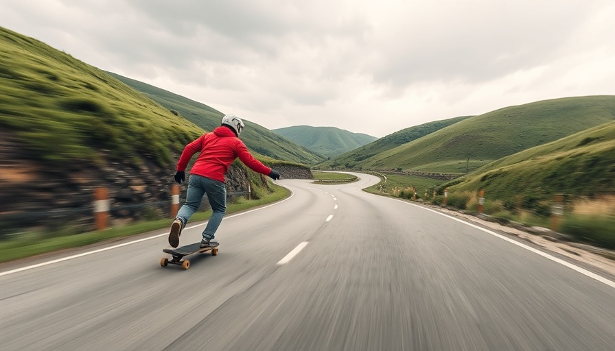 Adventurous skateboarder on countryside road, symbolizing retirement planning freedom.