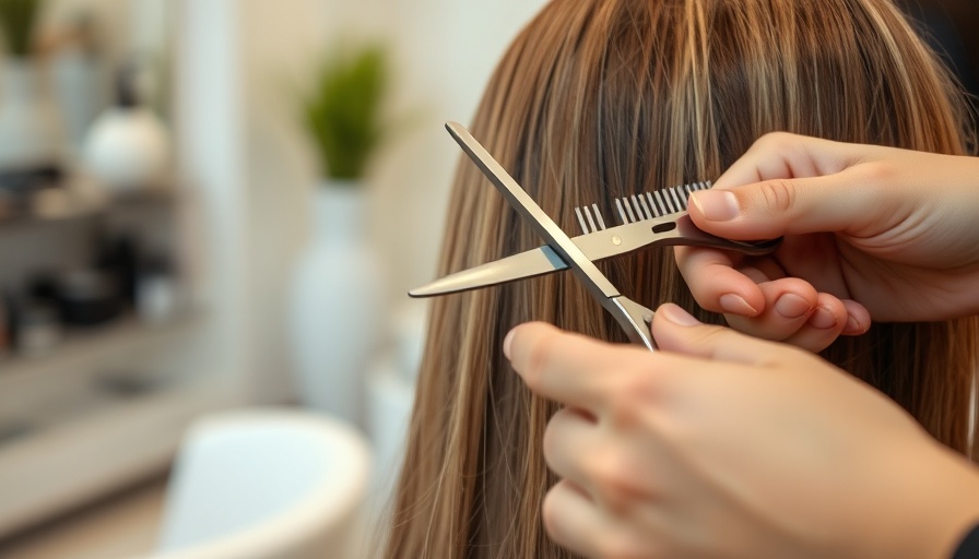 Hair care process with comb and scissors for hair treatment