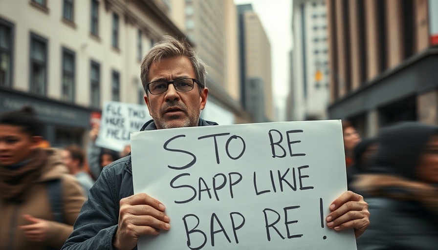 Protester holding sign about Social Security, urban protest.