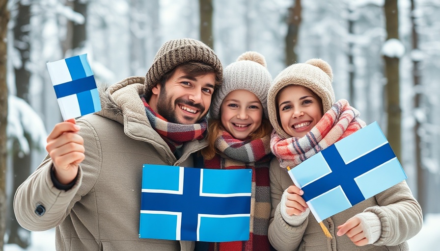 Family enjoying winter in Finland the world's happiest country.