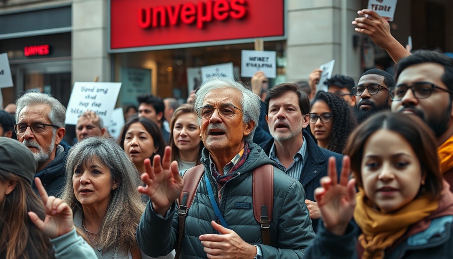 Protestors advocating corporate social responsibility and business ethics.