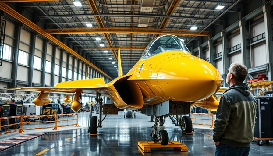 Engineer in hangar working on fighter jet assembly, UK National Wealth Fund defence exclusion.