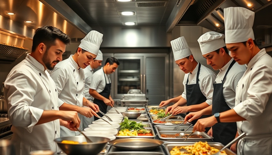 Professional chefs in restaurant kitchen working actively.