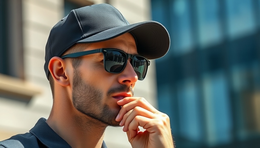 Thoughtful man in cap outdoors pondering South Korea-U.S. tariff negotiations.
