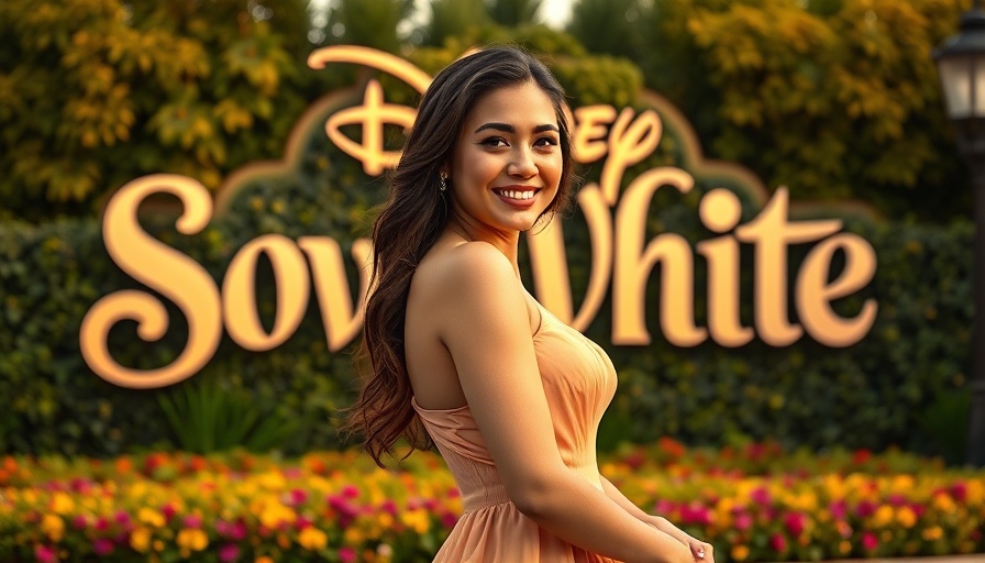Rachel Zegler at Disney's Snow White event in a peach dress.