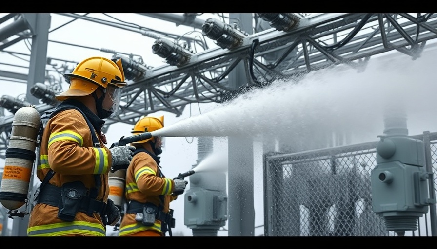 UK infrastructure resilience demonstration with firefighters at work