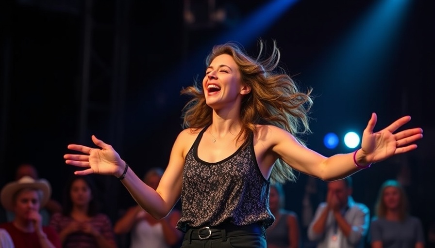 Energetic performer engaging with audience on stage