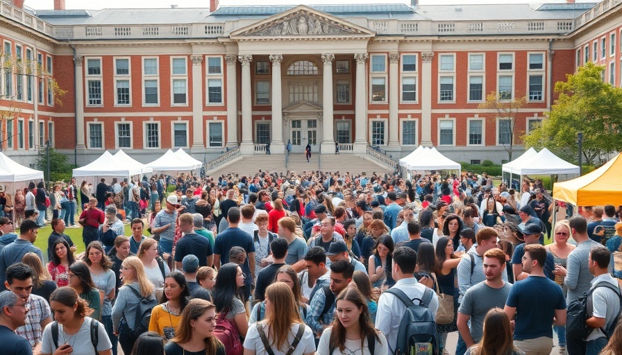 Students gathering at Columbia University campus during policy changes.
