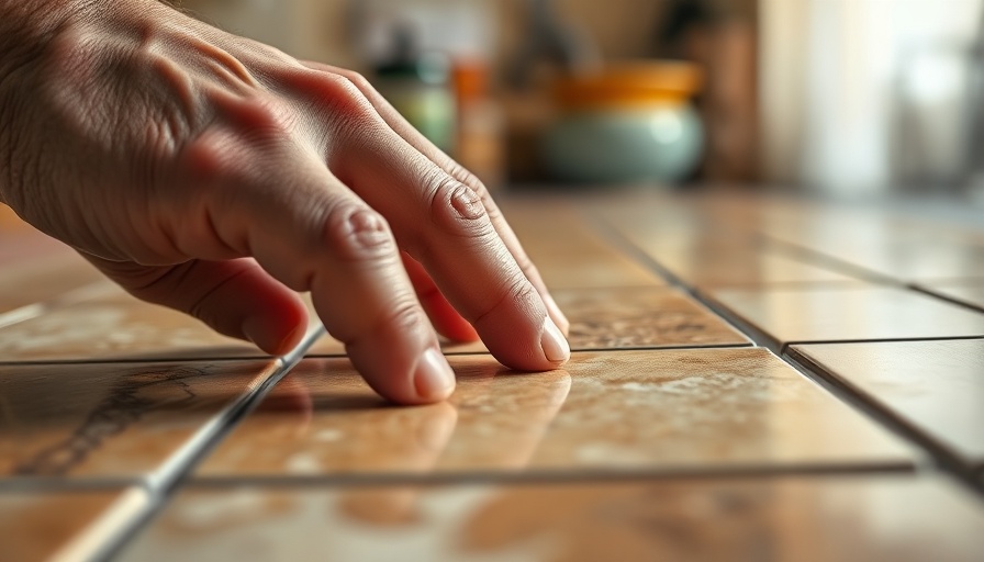 Close-up of hand tiling, precision in small backyard project, maximizing space.