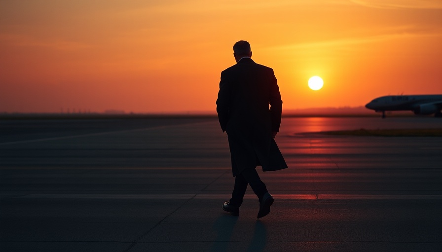 Silhouetted figure on tarmac at sunset amid immigration lawsuits.