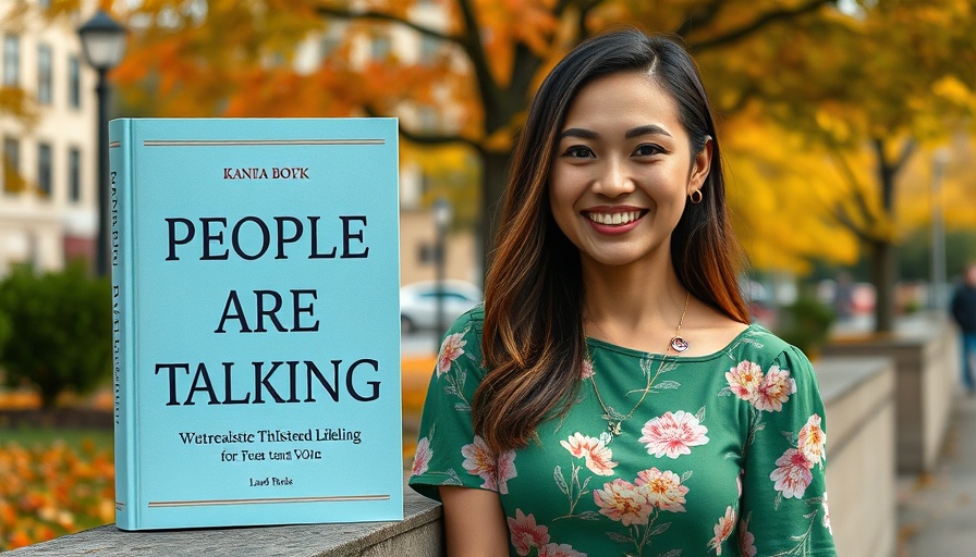 Health care reporter novel with smiling woman and book cover.