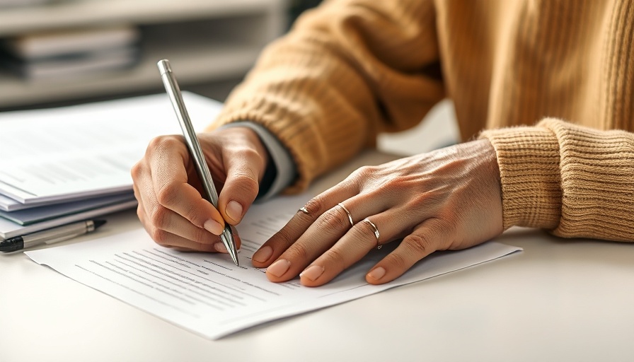 Person signing document on race-based prescribing, focus on hand and paper.