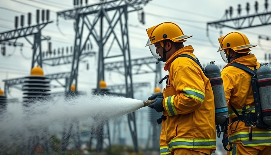 UK resilience problems illustrated by firefighters handling an industrial challenge.