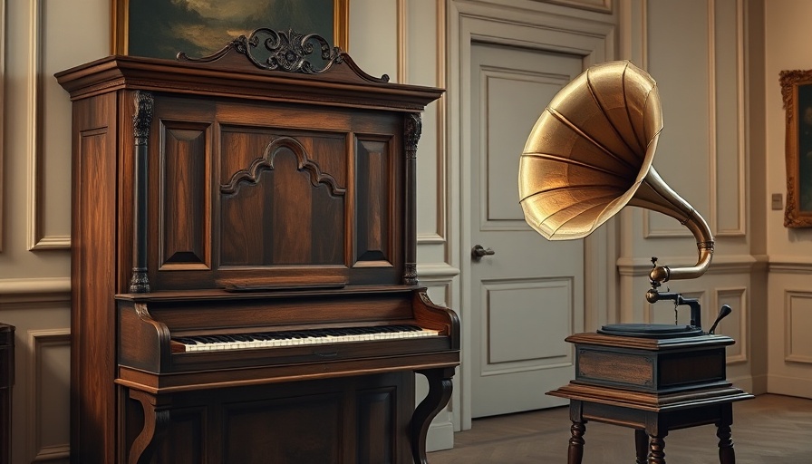 Antique gramophone and piano in Museum of Obsolete Objects