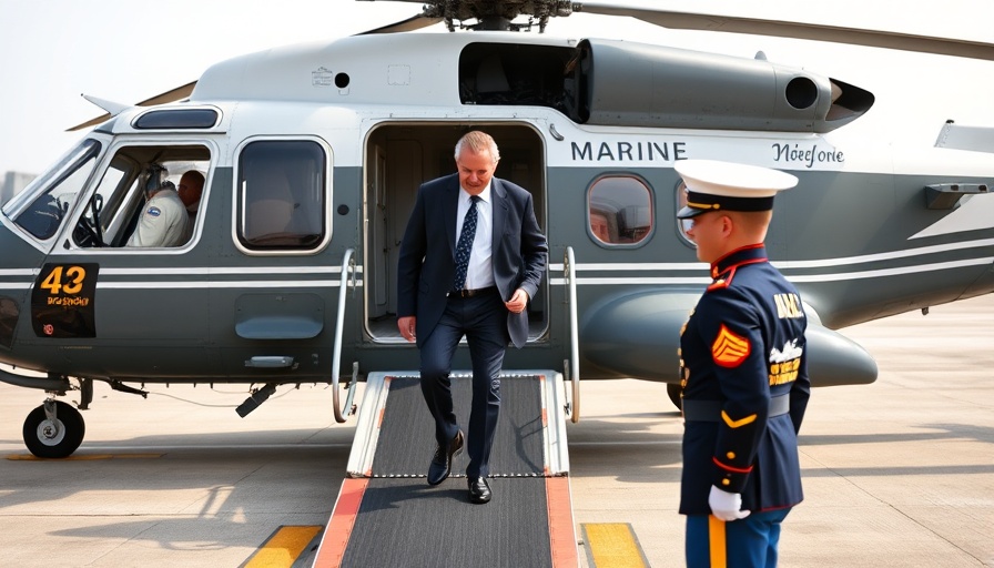 Trump Tariff Liberation Day: boarding Marine One on tarmac.