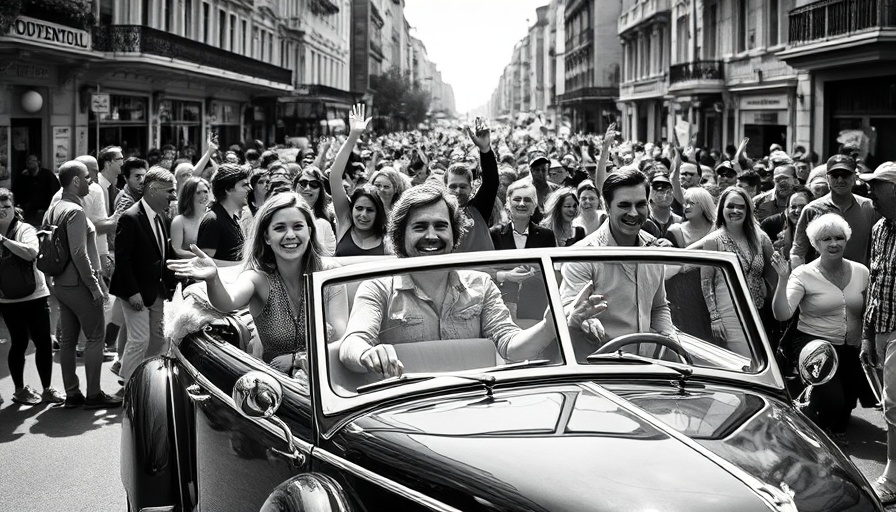 Historic black and white photo with a crowd, not related to stock market news.