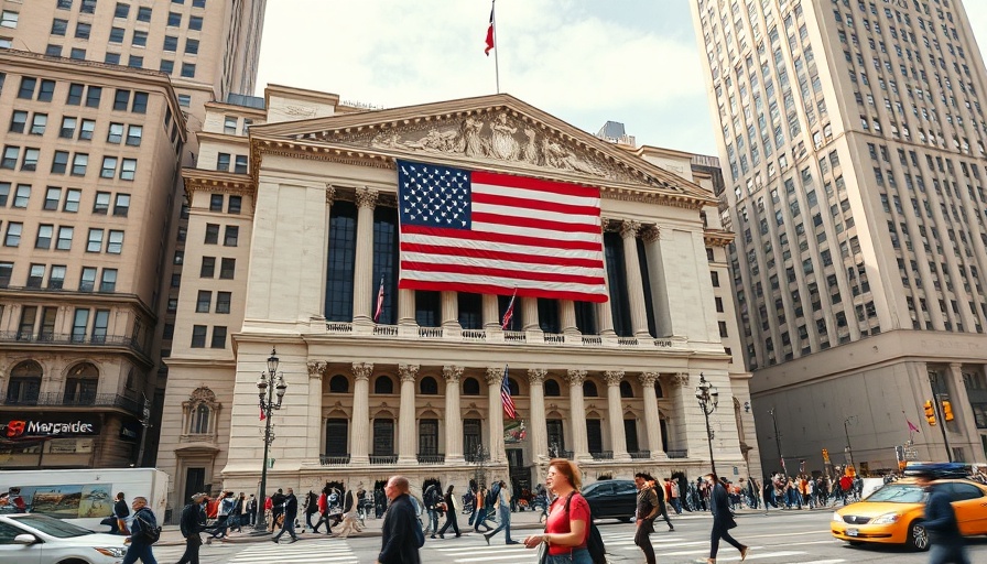 US exceptionalism trade symbolized by American flag on building.