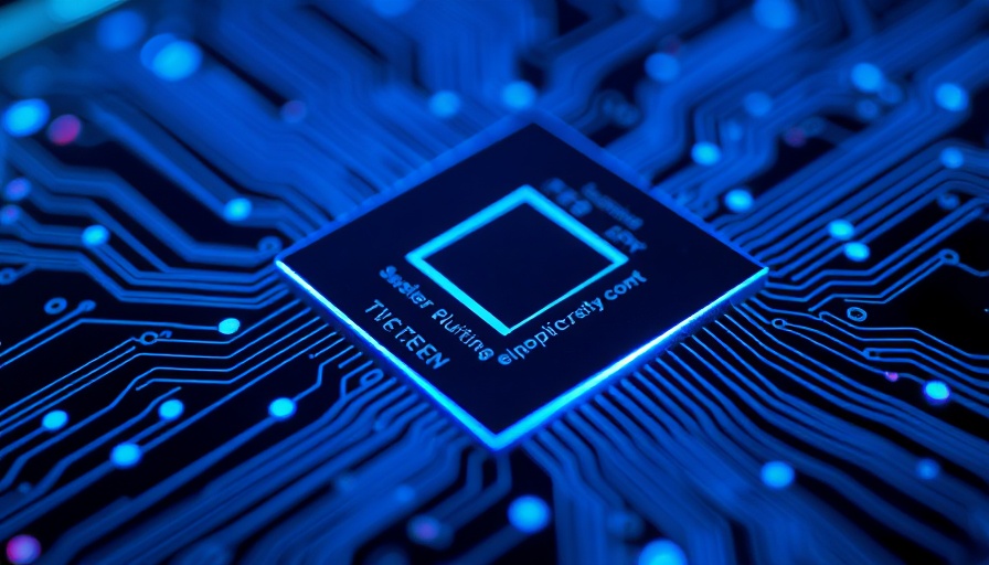 Futuristic microchip on blue circuit board, AI chip startup FuriosaAI