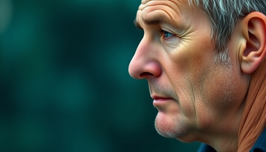 Profile of mature man, calm expression, adaptive deep brain stimulation concept.