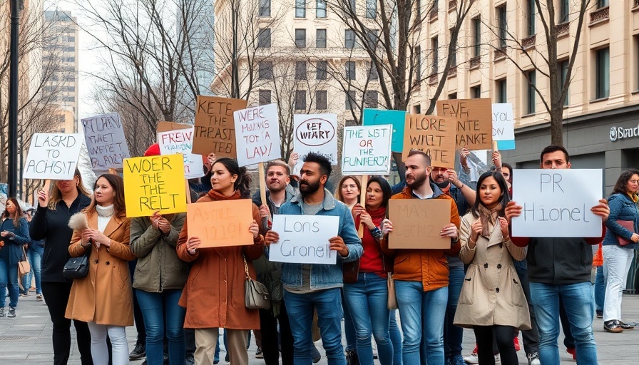 Protesters rally against social security cuts, diverse group united.
