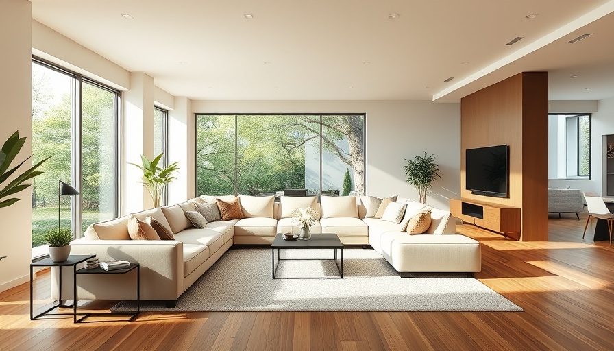 Modern living room in a home for sale with chic decor and natural light.