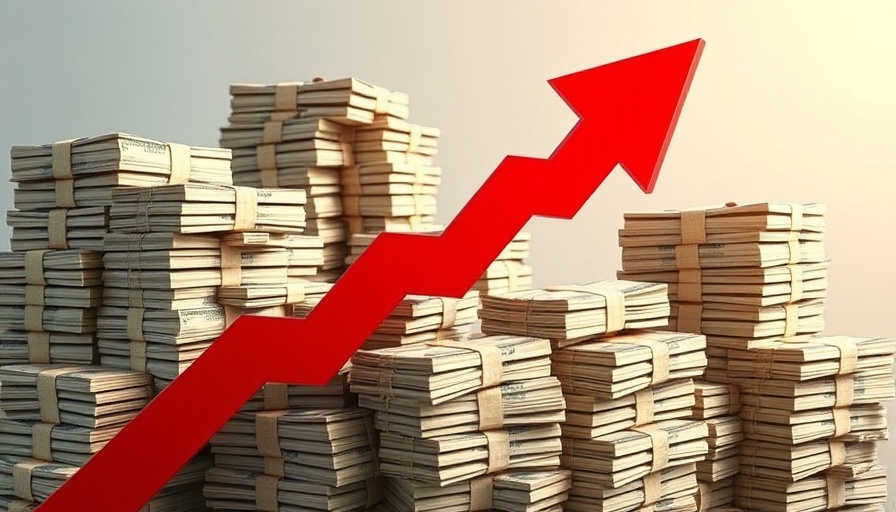 Stacks of dollar bills with upward arrow illustrating business startup funding growth.