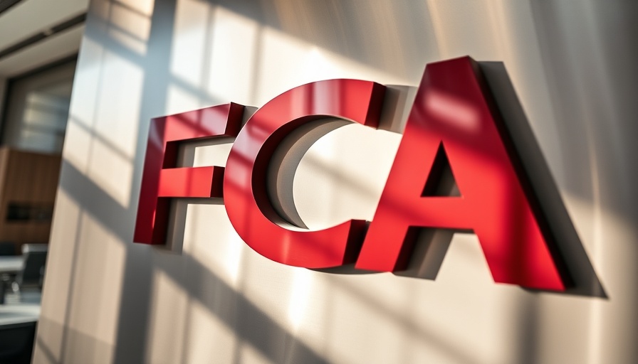 FCA sign on a modern building wall representing UK financial sector regulations.